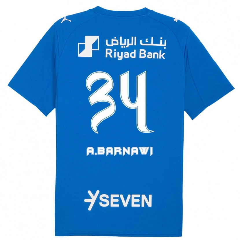 Danxen Niño Camiseta Abdulsalam Barnawi #34 Azul Blanco 1ª Equipación 2025/26 La Camisa