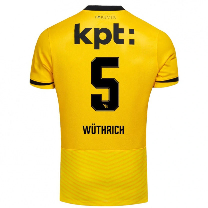 Danxen Niño Camiseta Gregory Wüthrich #5 Amarillo Negro 1ª Equipación 2025/26 La Camisa