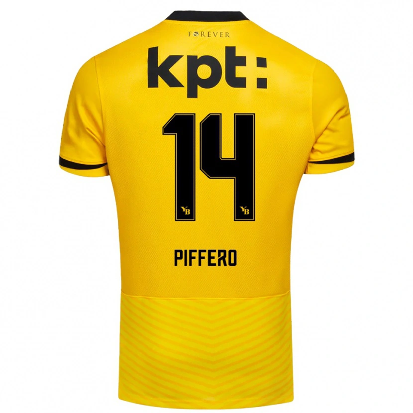 Danxen Niño Camiseta David Piffero #14 Amarillo Negro 1ª Equipación 2025/26 La Camisa