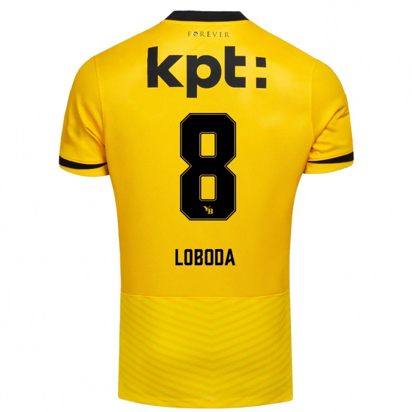 Danxen Niño Camiseta Vincent Loboda #8 Amarillo Negro 1ª Equipación 2025/26 La Camisa