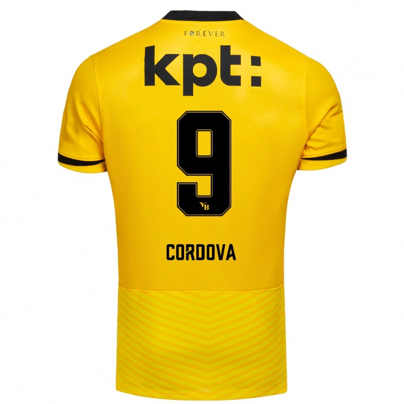 Danxen Niño Camiseta Sergio Córdova #9 Amarillo Negro 1ª Equipación 2025/26 La Camisa