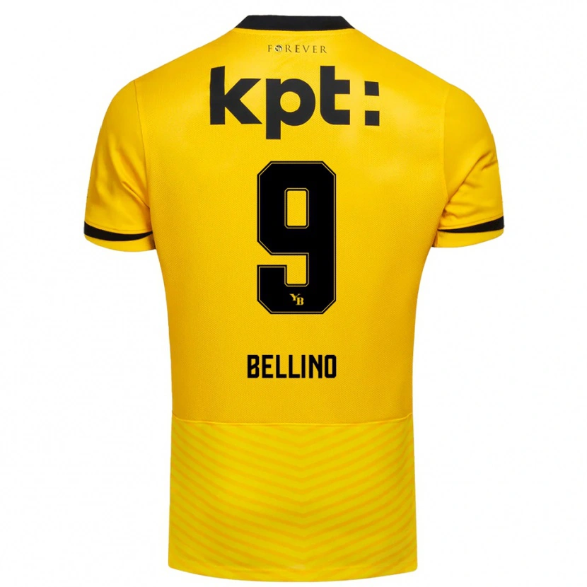 Danxen Niño Camiseta Mattia Bellino #9 Amarillo Negro 1ª Equipación 2025/26 La Camisa