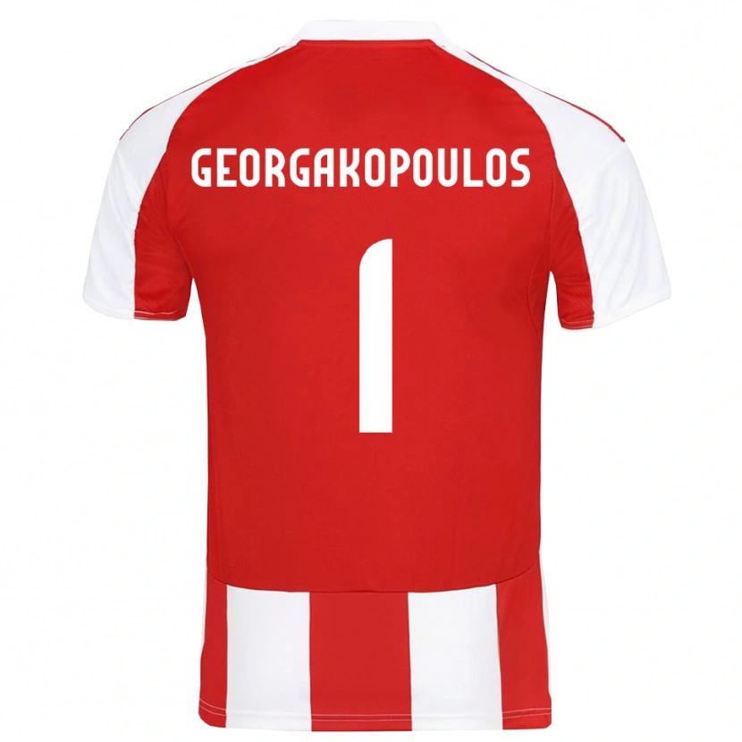 Danxen Niño Camiseta Iason Georgakopoulos #1 Rojo Blanco 1ª Equipación 2025/26 La Camisa