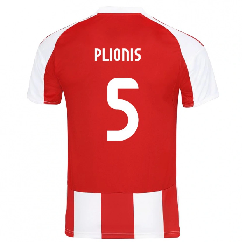Danxen Niño Camiseta Paraskevas Plionis #5 Rojo Blanco 1ª Equipación 2025/26 La Camisa