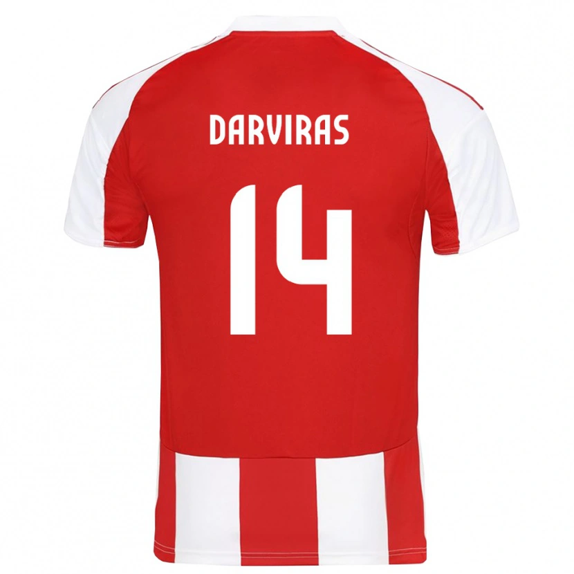 Danxen Niño Camiseta Christos Darviras #14 Rojo Blanco 1ª Equipación 2025/26 La Camisa