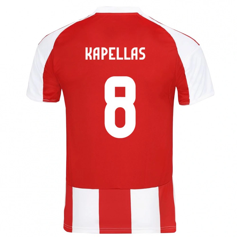 Danxen Niño Camiseta Christos Kapellas #8 Rojo Blanco 1ª Equipación 2025/26 La Camisa