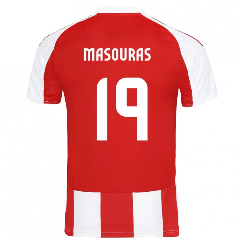 Danxen Niño Camiseta Georgios Masouras #19 Rojo Blanco 1ª Equipación 2025/26 La Camisa