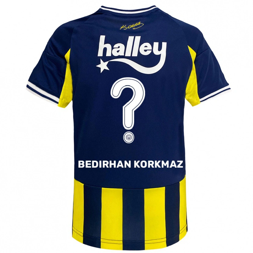 Danxen Niño Camiseta Yağız Bedirhan Korkmaz #0 Amarillo Marino Blanco 1ª Equipación 2025/26 La Camisa