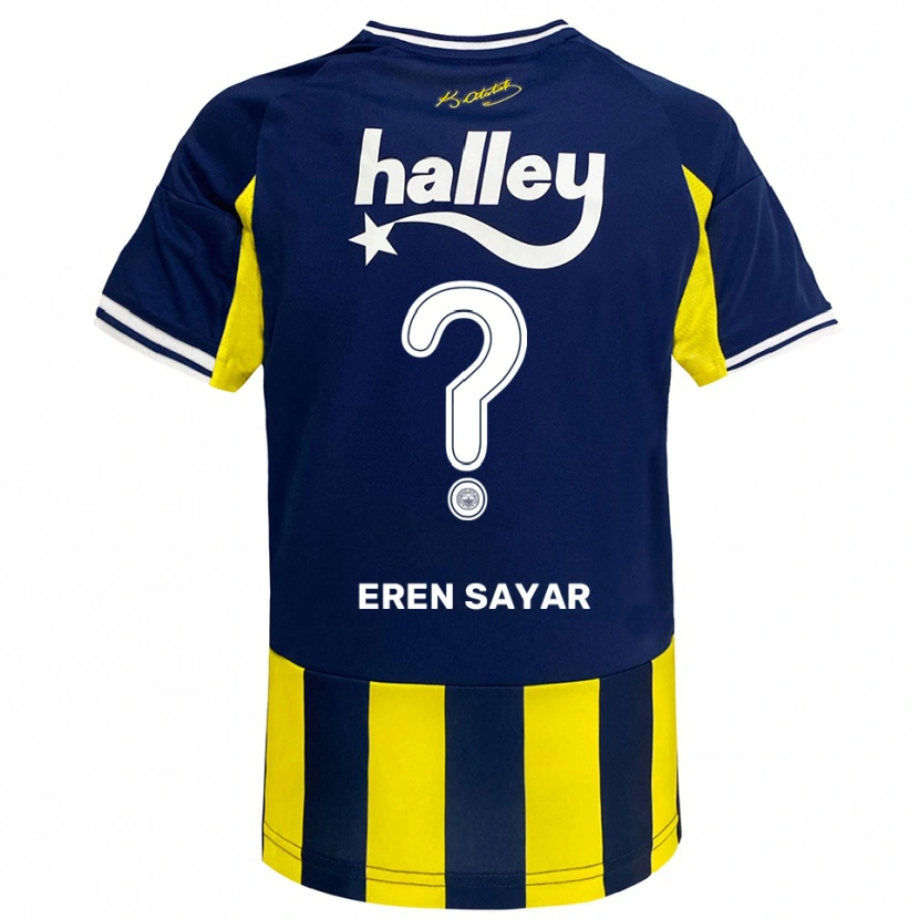 Danxen Niño Camiseta Emin Eren Sayar #0 Amarillo Marino Blanco 1ª Equipación 2025/26 La Camisa