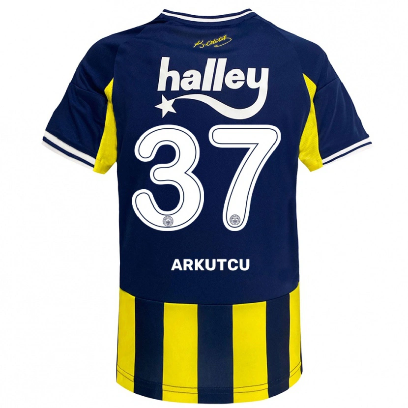 Danxen Niño Camiseta Emirhan Arkutcu #37 Amarillo Marino Blanco 1ª Equipación 2025/26 La Camisa