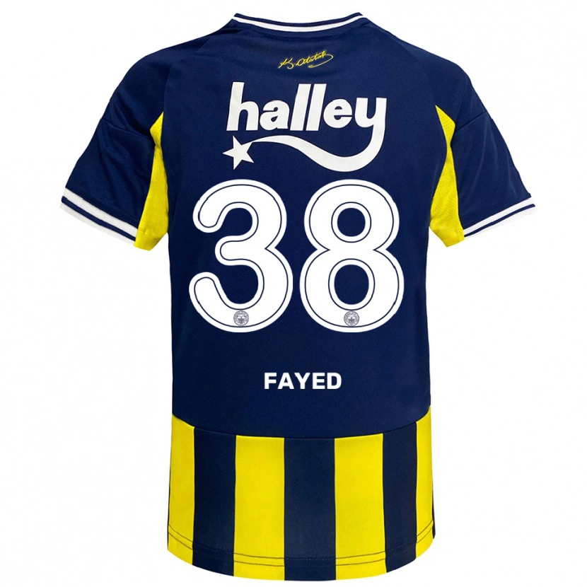 Danxen Niño Camiseta Omar Fayed #38 Amarillo Marino Blanco 1ª Equipación 2025/26 La Camisa