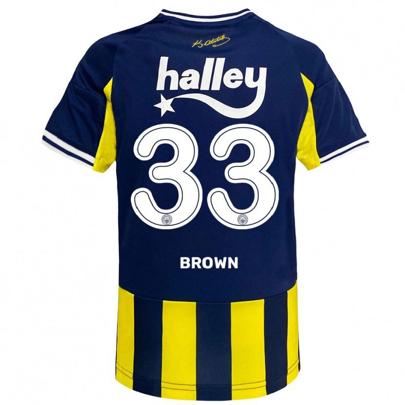 Danxen Niño Camiseta Archie Brown #33 Amarillo Marino Blanco 1ª Equipación 2025/26 La Camisa