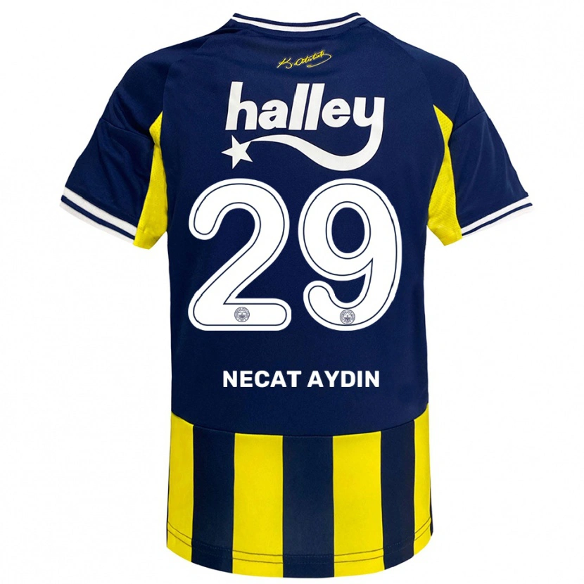 Danxen Niño Camiseta Ahmet Necat Aydın #29 Amarillo Marino Blanco 1ª Equipación 2025/26 La Camisa