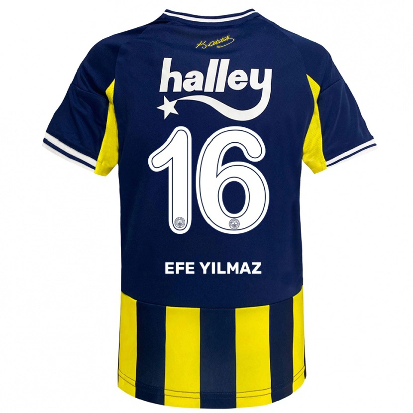 Danxen Niño Camiseta Efe Yılmaz #16 Amarillo Marino Blanco 1ª Equipación 2025/26 La Camisa