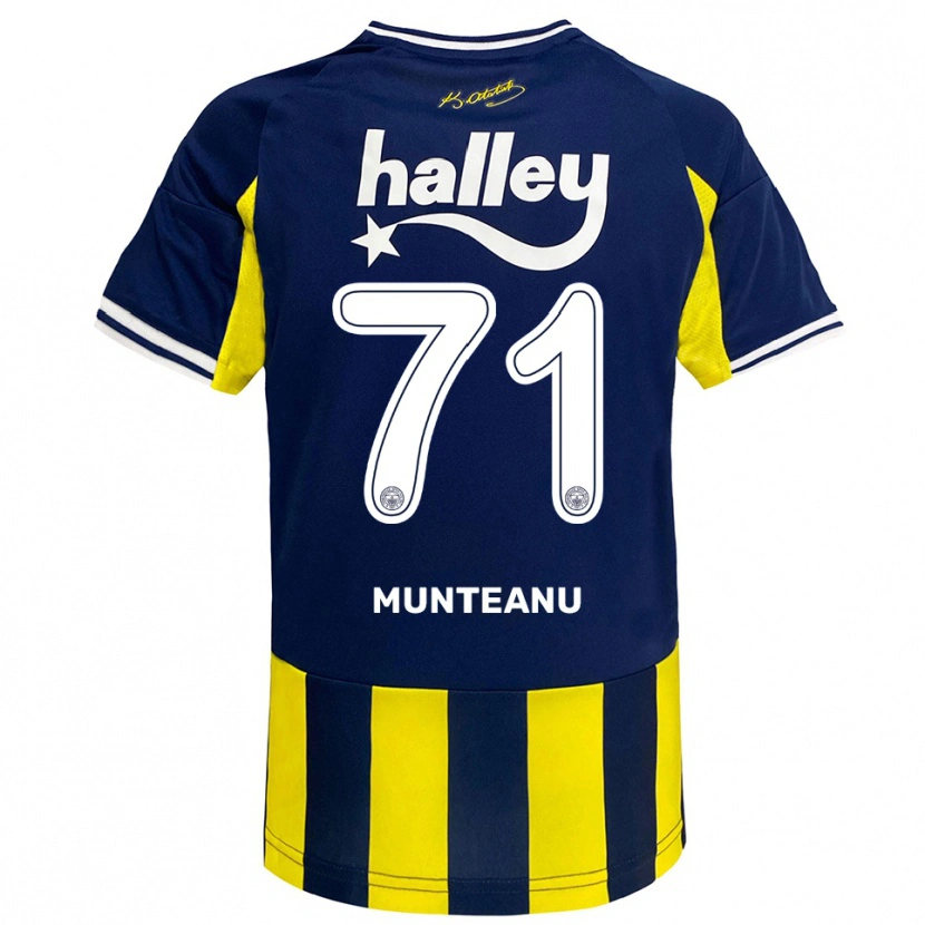 Danxen Niño Camiseta Natalia Munteanu #71 Amarillo Marino Blanco 1ª Equipación 2025/26 La Camisa