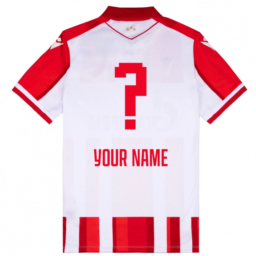 Danxen Niño Camiseta Su Nombre #0 Rojo Blanco 1ª Equipación 2025/26 La Camisa