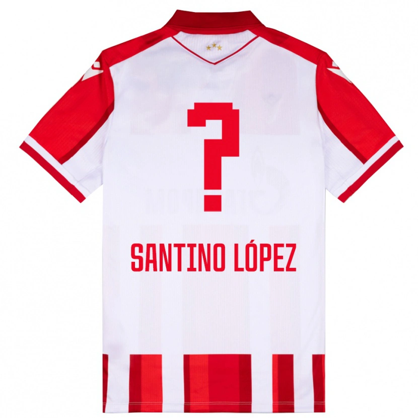 Danxen Niño Camiseta Santino López #0 Rojo Blanco 1ª Equipación 2025/26 La Camisa