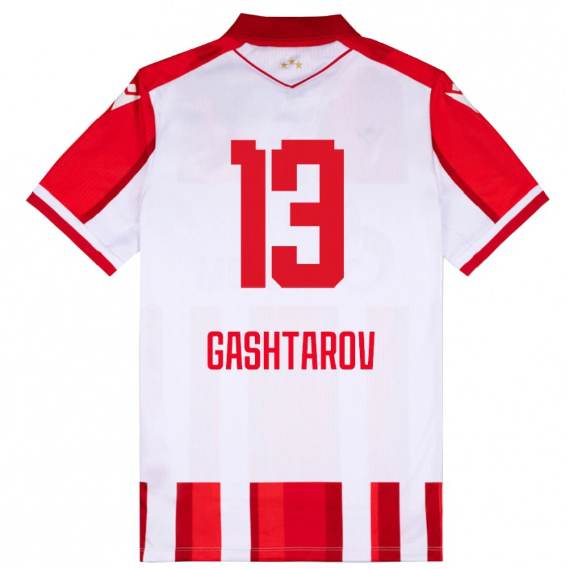 Danxen Niño Camiseta Matej Gashtarov #13 Rojo Blanco 1ª Equipación 2025/26 La Camisa