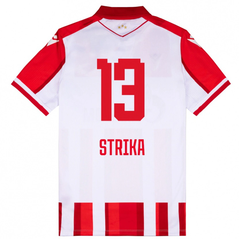 Danxen Niño Camiseta Matej Strika #13 Rojo Blanco 1ª Equipación 2025/26 La Camisa