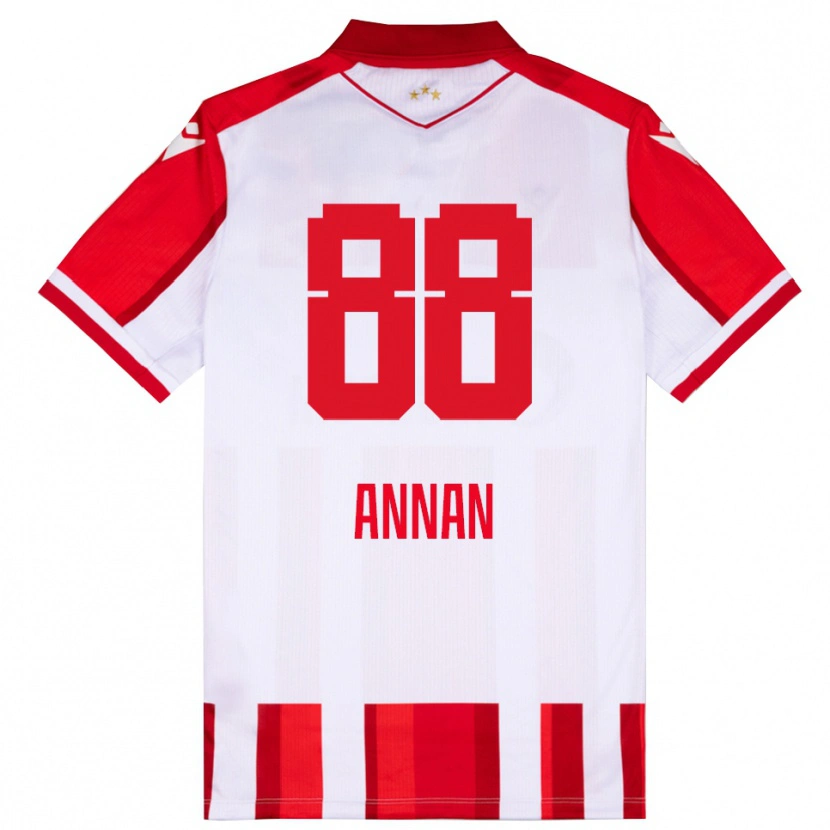 Danxen Niño Camiseta Ebenezer Annan #88 Rojo Blanco 1ª Equipación 2025/26 La Camisa