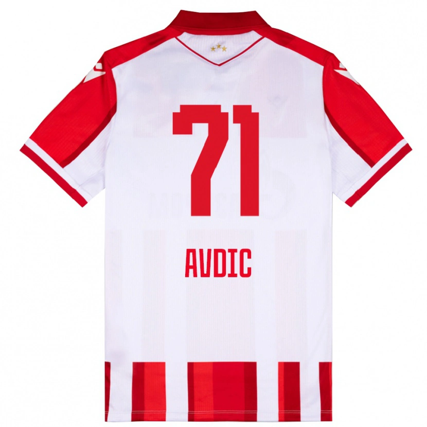 Danxen Niño Camiseta Adem Avdic #71 Rojo Blanco 1ª Equipación 2025/26 La Camisa