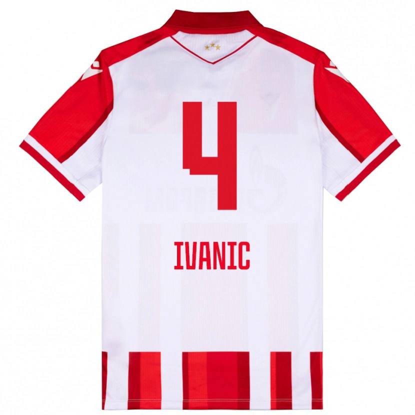Danxen Niño Camiseta Mirko Ivanic #4 Rojo Blanco 1ª Equipación 2025/26 La Camisa