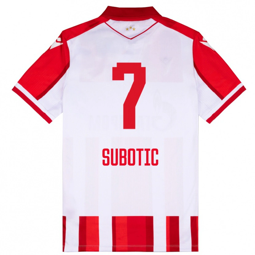 Danxen Niño Camiseta Vasilije Subotic #7 Rojo Blanco 1ª Equipación 2025/26 La Camisa