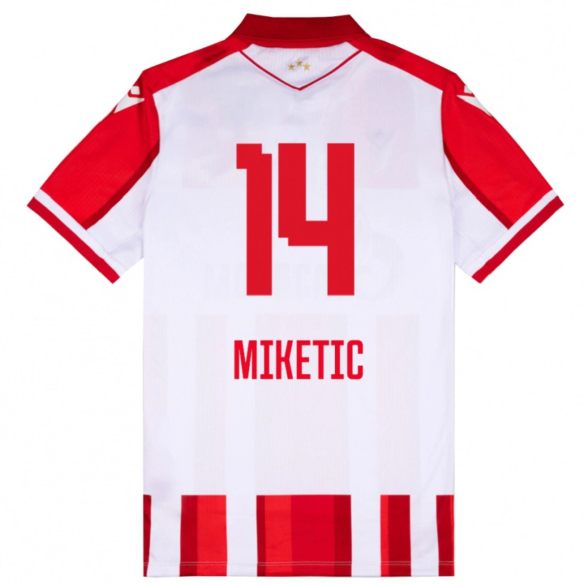 Danxen Niño Camiseta Aleksandar Miketic #14 Rojo Blanco 1ª Equipación 2025/26 La Camisa
