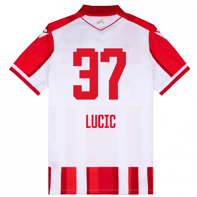 Danxen Niño Camiseta Vladimir Lucic #37 Rojo Blanco 1ª Equipación 2025/26 La Camisa