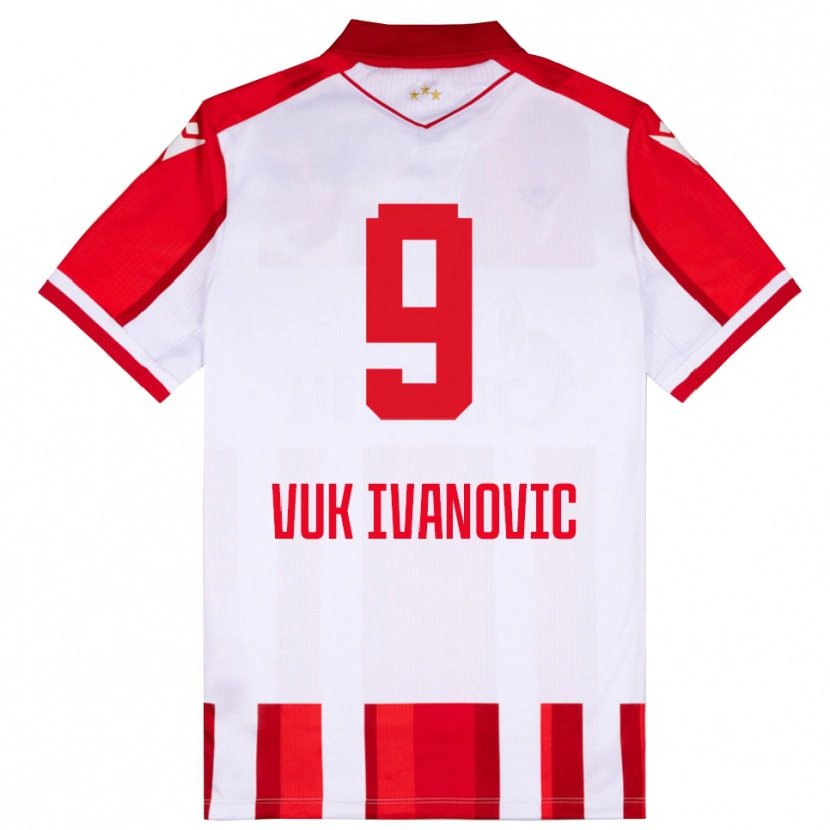 Danxen Niño Camiseta Vuk Ivanovic #9 Rojo Blanco 1ª Equipación 2025/26 La Camisa