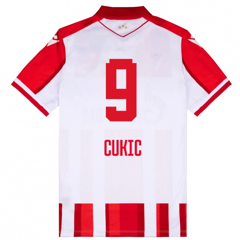 Danxen Niño Camiseta Vesko Cukic #9 Rojo Blanco 1ª Equipación 2025/26 La Camisa