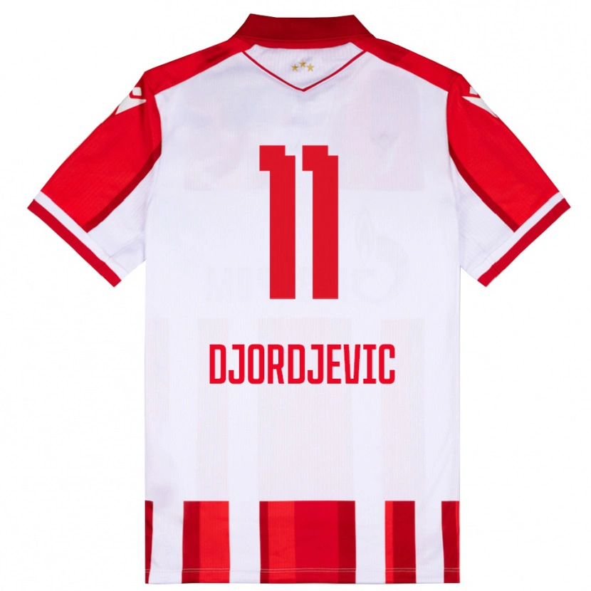 Danxen Niño Camiseta Uros Djordjevic #11 Rojo Blanco 1ª Equipación 2025/26 La Camisa