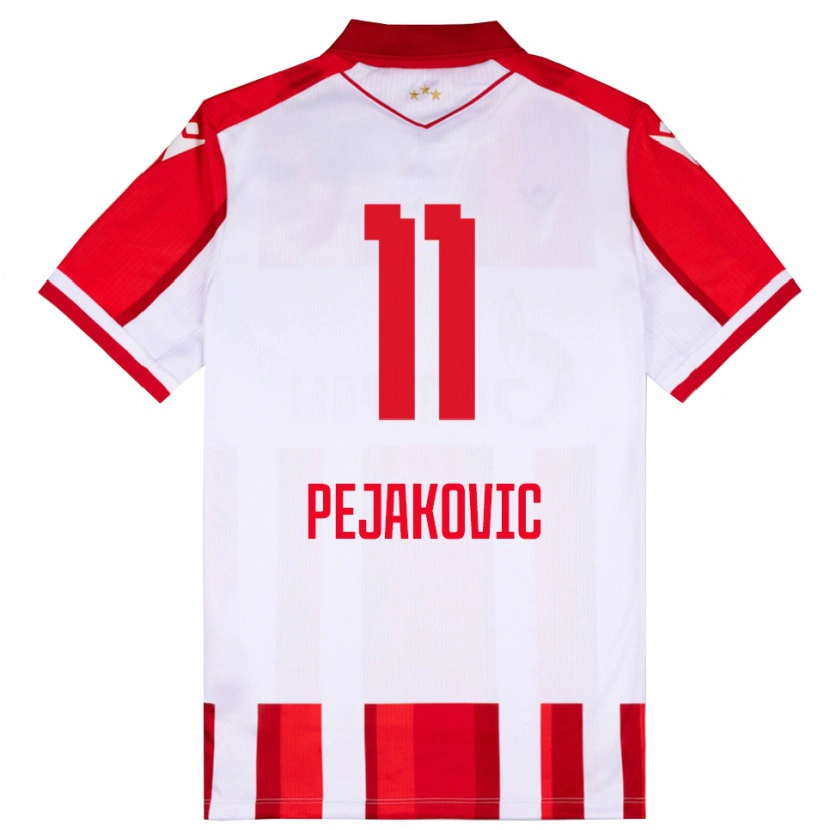 Danxen Niño Camiseta Andrija Pejakovic #11 Rojo Blanco 1ª Equipación 2025/26 La Camisa