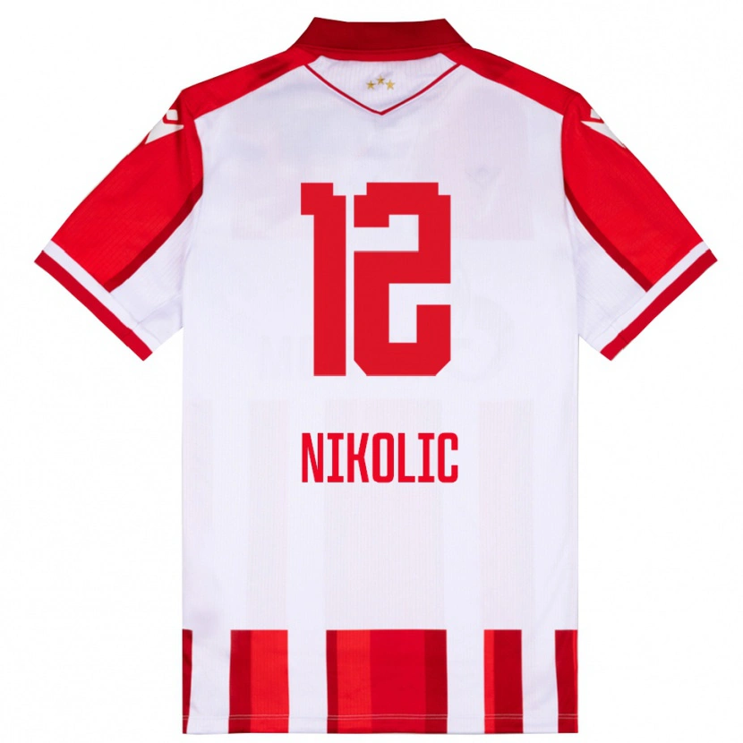Danxen Niño Camiseta Uros Nikolic #12 Rojo Blanco 1ª Equipación 2025/26 La Camisa