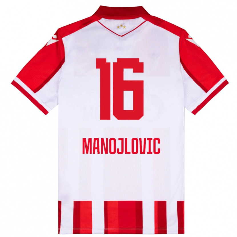 Danxen Niño Camiseta Petar Manojlovic #16 Rojo Blanco 1ª Equipación 2025/26 La Camisa