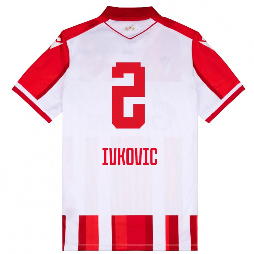 Danxen Niño Camiseta Ognjen Ivkovic #2 Rojo Blanco 1ª Equipación 2025/26 La Camisa