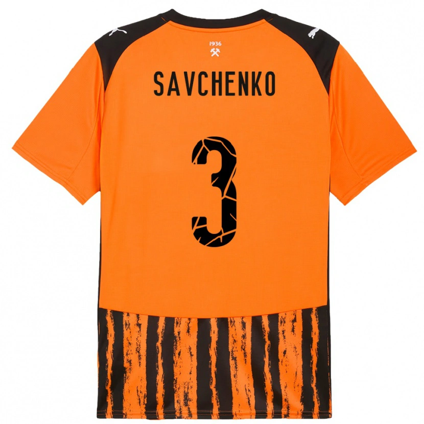 Danxen Niño Camiseta Roman Savchenko #3 Naranja Negro 1ª Equipación 2025/26 La Camisa