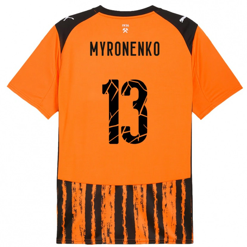Danxen Niño Camiseta Viktoriia Myronenko #13 Naranja Negro 1ª Equipación 2025/26 La Camisa