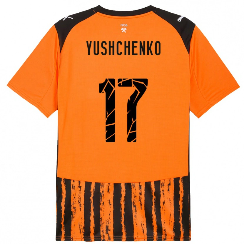 Danxen Niño Camiseta Oleksandr Yushchenko #17 Naranja Negro 1ª Equipación 2025/26 La Camisa