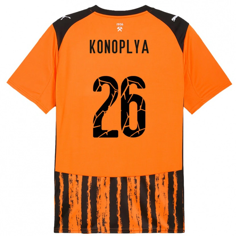 Danxen Niño Camiseta Yukhym Konoplya #26 Naranja Negro 1ª Equipación 2025/26 La Camisa