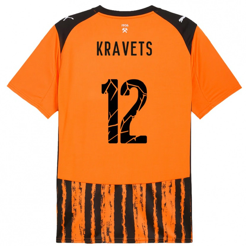 Danxen Niño Camiseta Vladyslav Kravets #12 Naranja Negro 1ª Equipación 2025/26 La Camisa