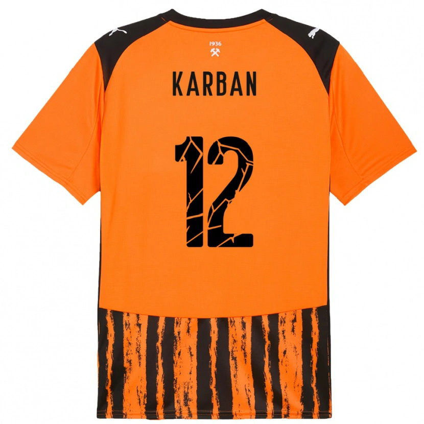 Danxen Niño Camiseta Yevheniia Karban #12 Naranja Negro 1ª Equipación 2025/26 La Camisa