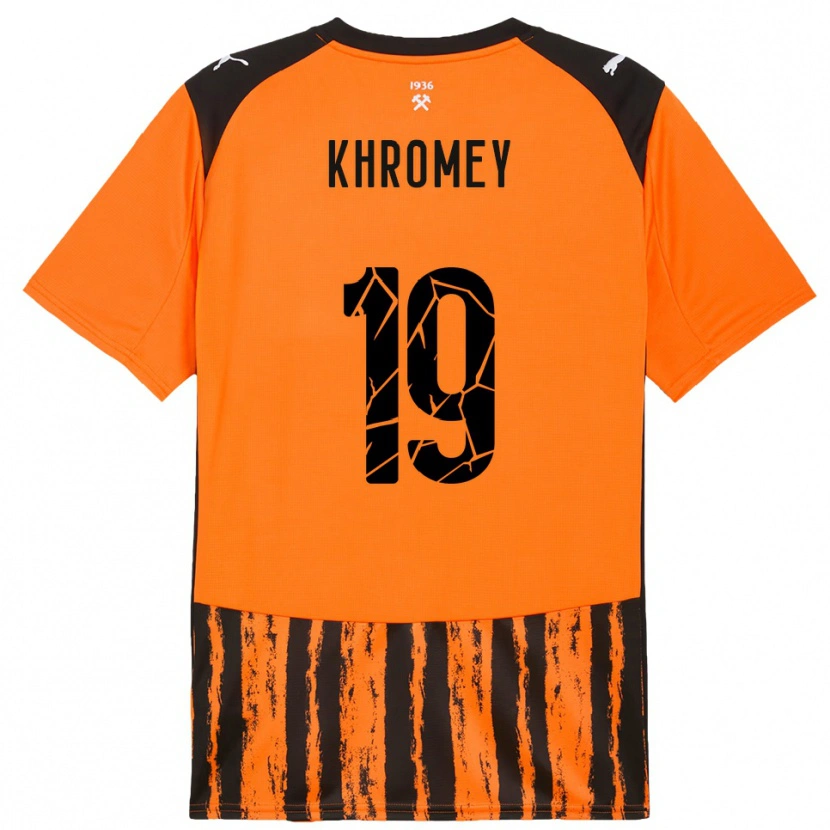 Danxen Niño Camiseta Mykhaylo Khromey #19 Naranja Negro 1ª Equipación 2025/26 La Camisa