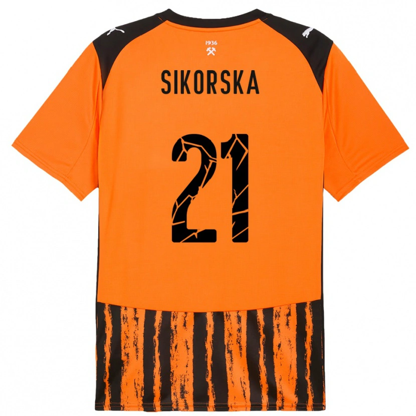 Danxen Niño Camiseta Anastasiia Sikorska #21 Naranja Negro 1ª Equipación 2025/26 La Camisa