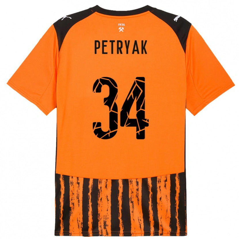 Danxen Niño Camiseta Ivan Petryak #34 Naranja Negro 1ª Equipación 2025/26 La Camisa