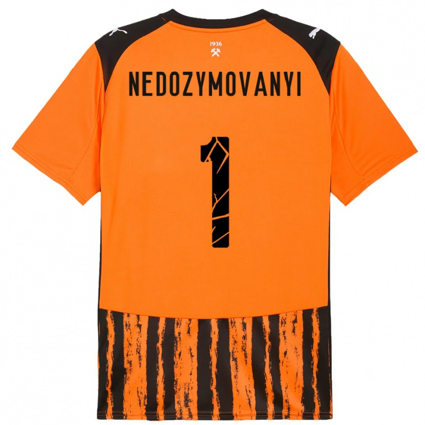 Danxen Niño Camiseta Artem Nedozymovanyi #1 Naranja Negro 1ª Equipación 2025/26 La Camisa