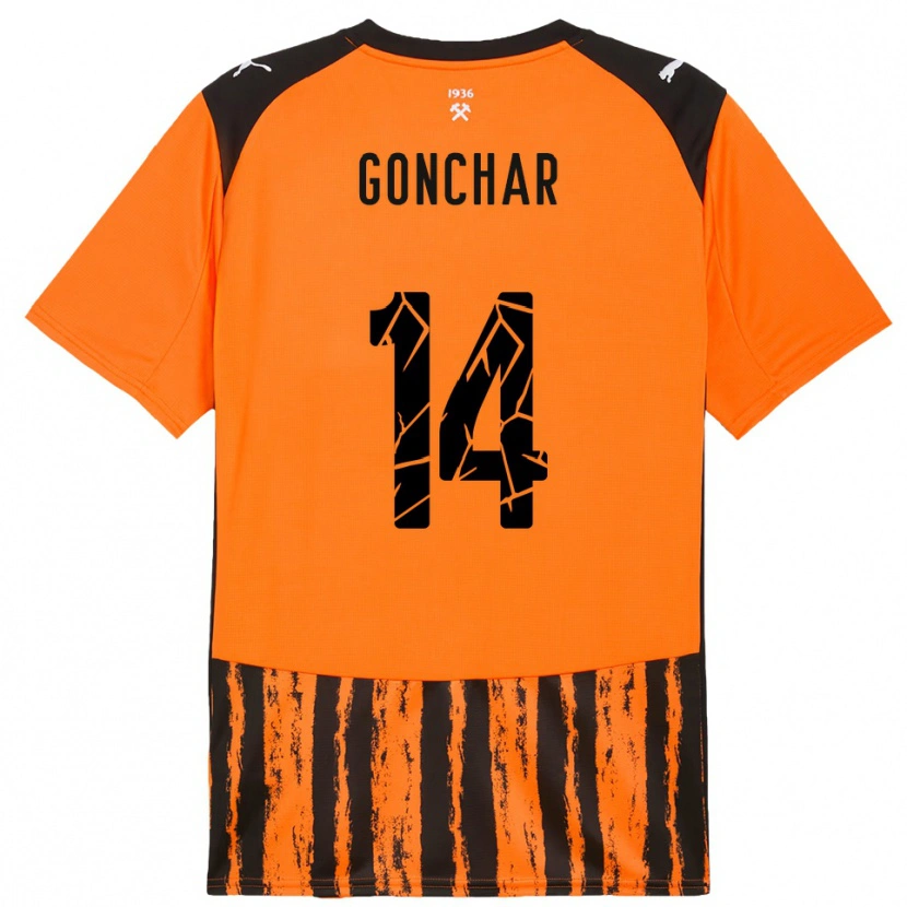 Danxen Niño Camiseta Maksym Gonchar #14 Naranja Negro 1ª Equipación 2025/26 La Camisa