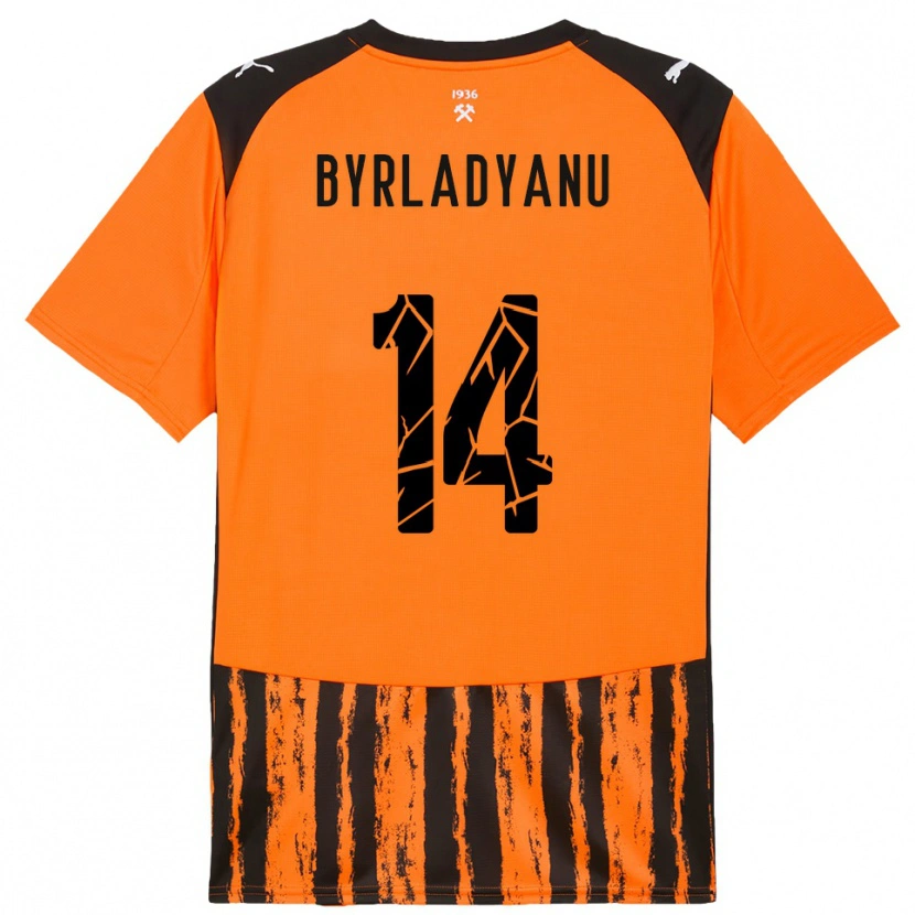 Danxen Niño Camiseta Ilya Byrladyanu #14 Naranja Negro 1ª Equipación 2025/26 La Camisa