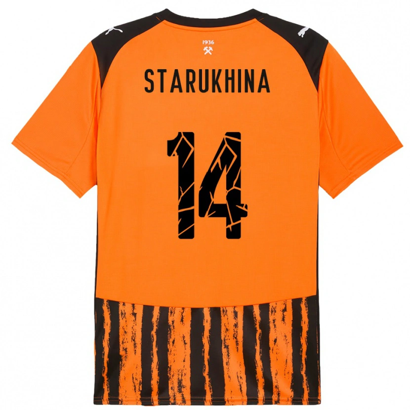 Danxen Niño Camiseta Alina Starukhina #14 Naranja Negro 1ª Equipación 2025/26 La Camisa