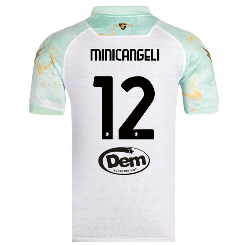 Danxen Niño Camiseta Francesco Minicangeli #12 Blanco Negro 2ª Equipación 2025/26 La Camisa